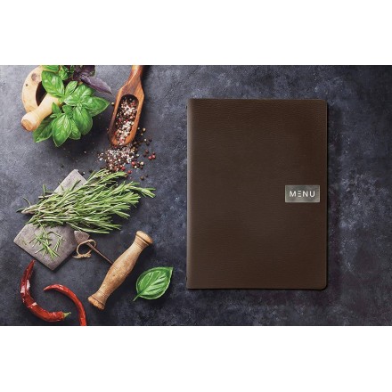 Protège-menu A4 en cuir BROWN RAW SECURIT Protège-menus A4