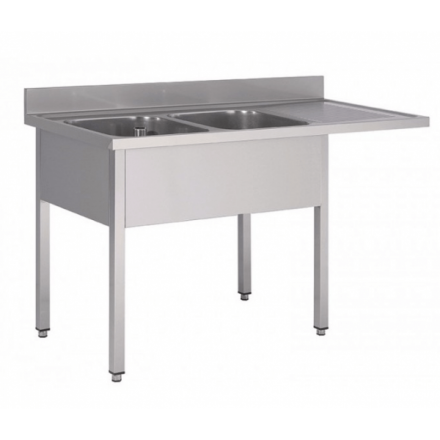 Plonge inox soudée 2 bacs pour lave-vaisselle  Stainless steel sponges