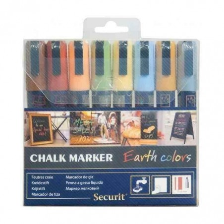 Lot de 8 feutres craie pastel mine 2-6mm SECURIT Feutres craie liquides