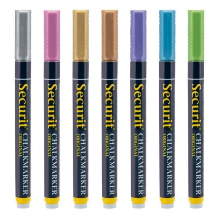 Lot de 7 feutres craie métalliques mine 1-2mm SECURIT Salle