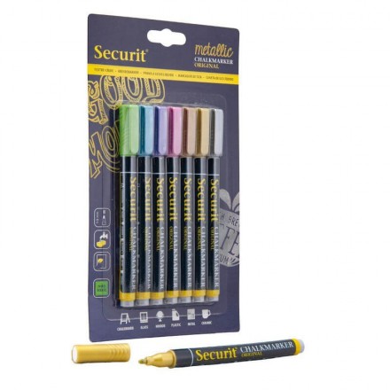 Lot de 7 feutres craie métalliques mine 1-2mm SECURIT Salle