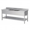 Plonge inox | 2 bacs + 2 égouttoirs  Plonges inox