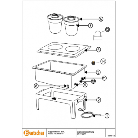 Récipient inox 4L BARTSCHER Pièces détachées