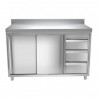 Meuble adossé 3 tiroirs + p. coulissantes P700mm  Meubles bas inox