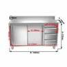 Meuble adossé 3 tiroirs + p. coulissantes P700mm  Meubles bas inox