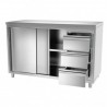 Meuble central 3 tiroirs + p. coulissantes P700  Meubles bas inox