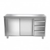 Meuble central 3 tiroirs + p. coulissantes P700  Meubles bas inox