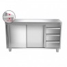 Meuble central 3 tiroirs + p. coulissantes P600  Meubles bas inox