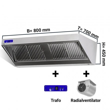 Hotte dynamique complète L800xP700mm  Hottes inox