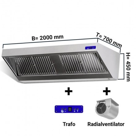 Hotte dynamique complète L2000xP700mm  Hottes inox