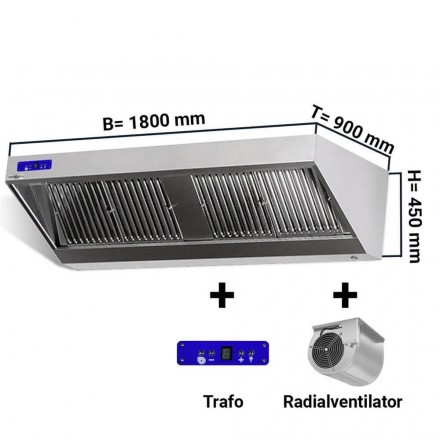 Hotte dynamique complète L1800xP900mm  Hottes inox