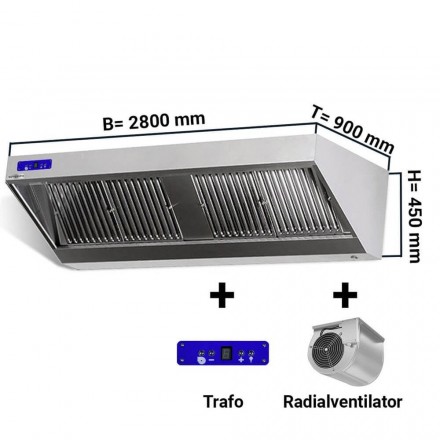Hotte dynamique complète L2800xP900mm  Hottes inox