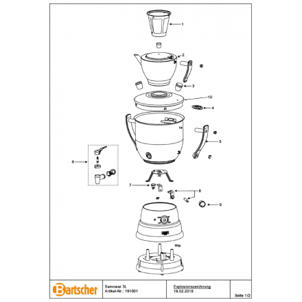 Robinet complet pour samovar BARTSCHER Pièces détachées
