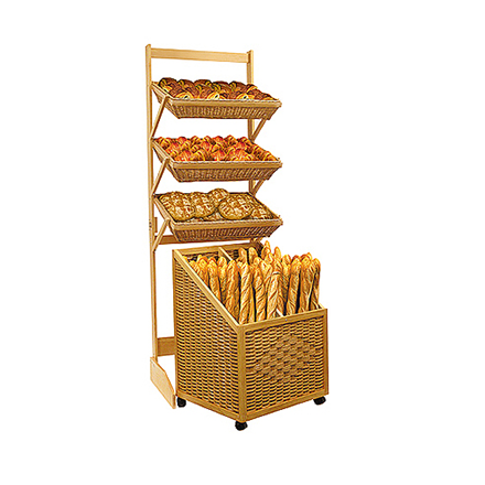 Présentoir boulangerie en osier  MEUBLES DE PRÉSENTATION