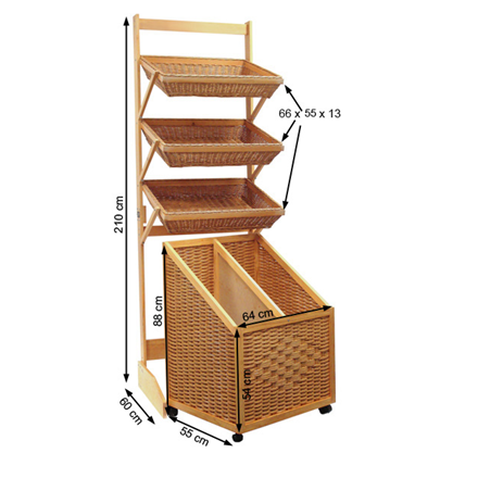 Présentoir boulangerie en osier  MEUBLES DE PRÉSENTATION