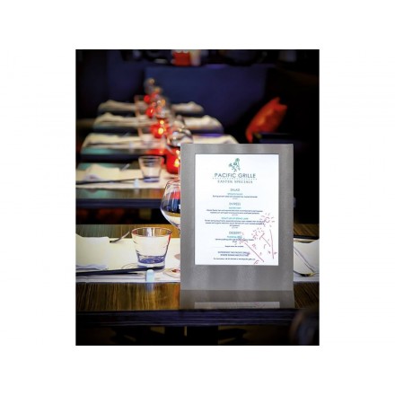 Silver LED menu holder 1xA4 SECURIT A4 menu protectors