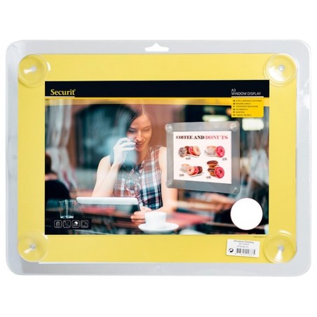 Porte-affiches à ventouses jaune A3 SECURIT Porte-affiches