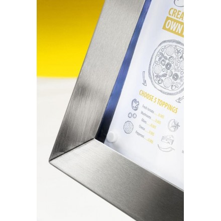 Porte-menu lumineux INOX 4xA4 sur pied SECURIT Porte-menus lumineux