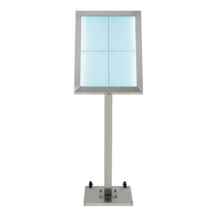 Porte-menu lumineux INOX 4xA4 sur pied SECURIT Porte-menus lumineux