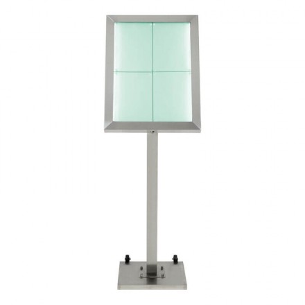 Porte-menu lumineux INOX 4xA4 sur pied SECURIT Porte-menus lumineux