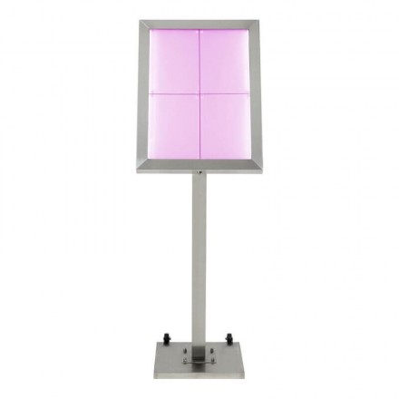 Porte-menu lumineux INOX 4xA4 sur pied SECURIT Porte-menus lumineux