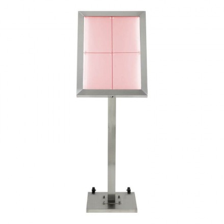 Porte-menu lumineux INOX 4xA4 sur pied SECURIT Porte-menus lumineux