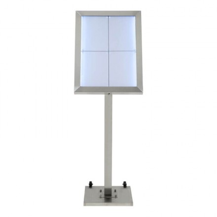 Porte-menu lumineux INOX 4xA4 sur pied SECURIT Porte-menus lumineux
