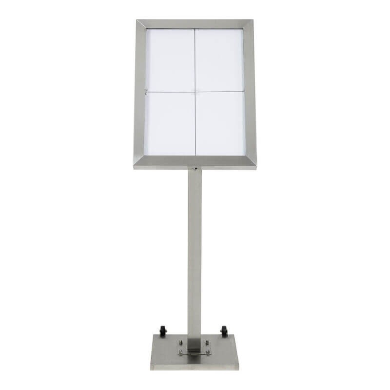 Porte-menu lumineux INOX 4xA4 sur pied SECURIT Porte-menus lumineux Porte-menu lumineux INOX 4xA4 sur pied SECURIT Porte-menus lumineux