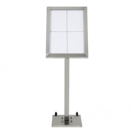 Porte-menu lumineux INOX 4xA4 sur pied SECURIT Porte-menus lumineux