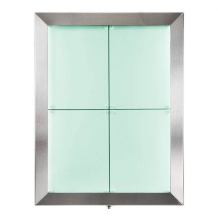 Stainless steel illuminated menu holder 4xA4 SECURIT Information Displays