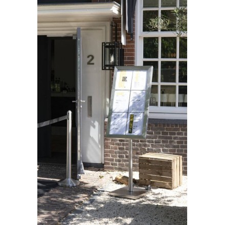 Porte-menu lumineux INOX 6xA4 sur pied SECURIT Porte-menus lumineux