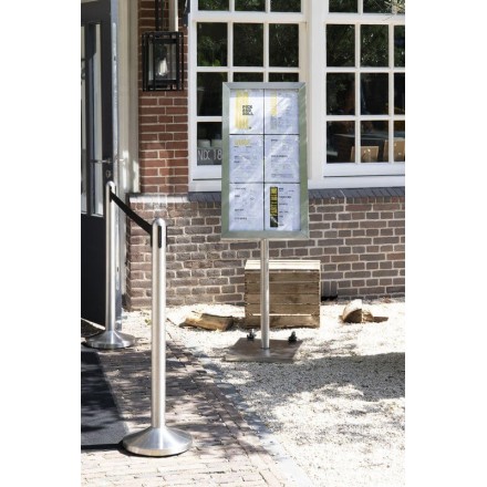 Porte-menu lumineux INOX 6xA4 sur pied SECURIT Porte-menus lumineux