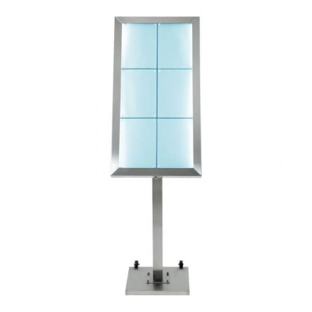 6xA4 stainless steel illuminated menu holder on stand SECURIT Information Displays