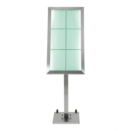 6xA4 stainless steel illuminated menu holder on stand SECURIT Information Displays