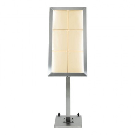 Porte-menu lumineux INOX 6xA4 sur pied SECURIT Porte-menus lumineux