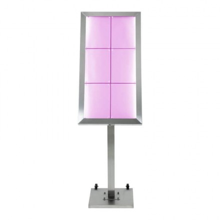 6xA4 stainless steel illuminated menu holder on stand SECURIT Information Displays