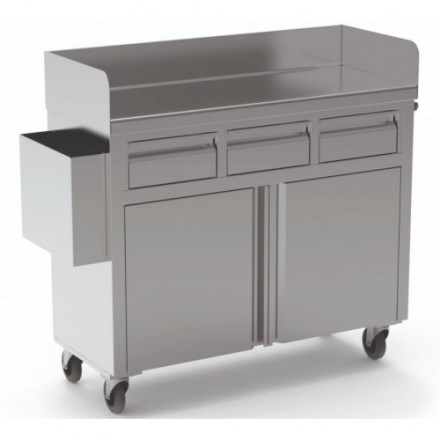 Closed stainless steel trolley