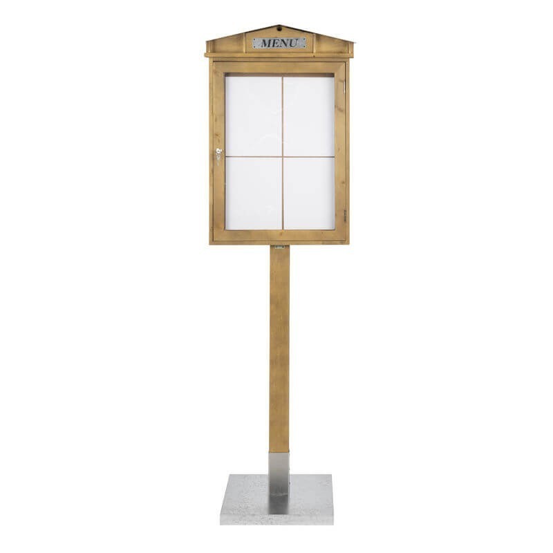 Illuminated menu holder RUSTIC 4xA4 on stand SECURIT Information Displays Illuminated menu holder RUSTIC 4xA4 on stand SECURIT Information Displays