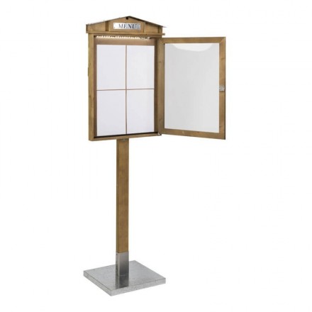 Illuminated menu holder RUSTIC 4xA4 on stand SECURIT Information Displays