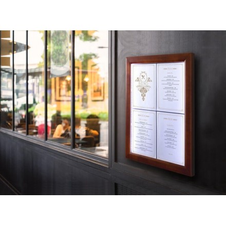 Illuminated menu holder CLASSIC BROWN 4xA4 SECURIT Information Displays