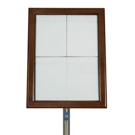 Porte-menu lumineux CLASSIC MARRON 4xA4 sur pied SECURIT Porte-menus lumineux