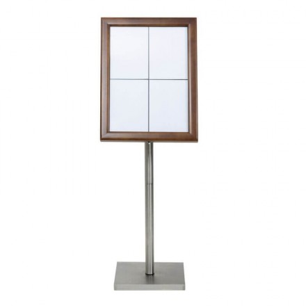 Porte-menu lumineux CLASSIC MARRON 4xA4 sur pied SECURIT Porte-menus lumineux