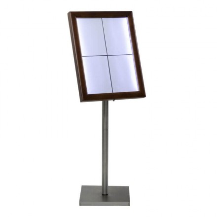 Porte-menu lumineux CLASSIC MARRON 4xA4 sur pied SECURIT Porte-menus lumineux