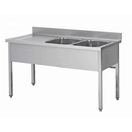 Plonge inox | 2 bacs + égouttoir  Plonges inox