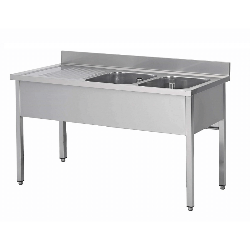 Plonge inox | 2 bacs + égouttoir  Plonges inox
