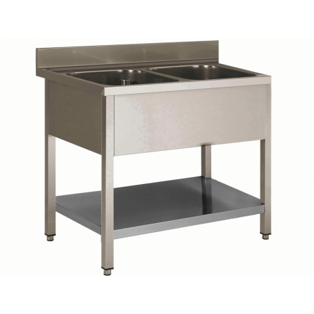 Plonge inox soudée 2 bacs  Stainless steel sponges