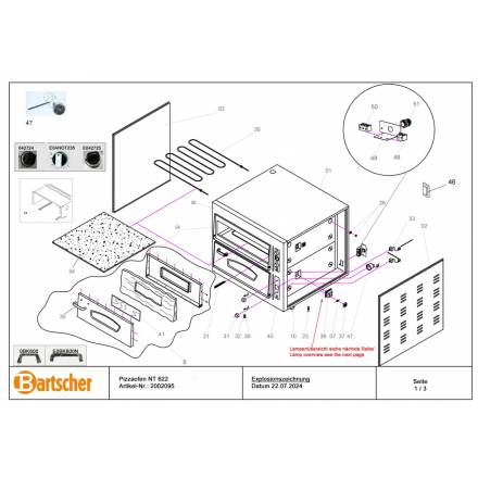 Ampoule halogène protection carrée | Four à pizza BARTSCHER Home
