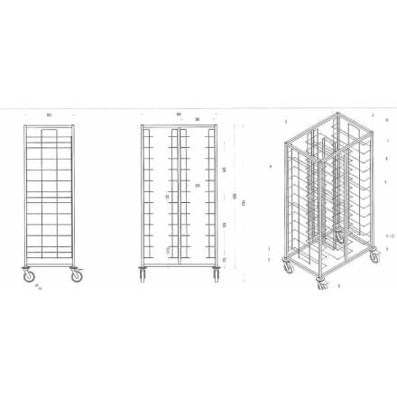 Welded clearance trolley | 2x12 level | without side panels L2G Stainless steel transport ladders