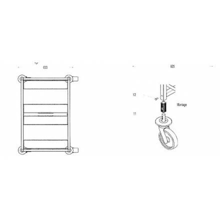 Welded clearance trolley | 2x12 level | without side panels L2G Stainless steel transport ladders