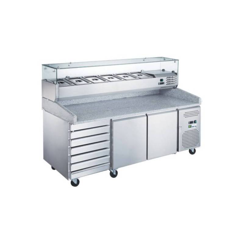 Refrigerated pizza prep table|2 doors + 7 drawers|9xGN1/3 AFI COLLIN LUCY Refrigerated pizza tables